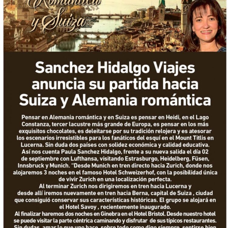 Sanchez Hidalgo Viajes con destino a Europa.